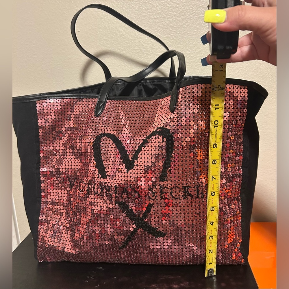 Victoria's Secret Pink and Black Tote Bag w/ sequence- - Picture 3 of 9